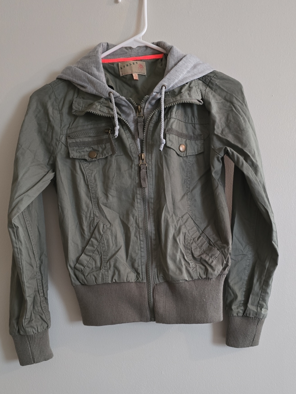 Women’s Olive Utility Jacket with Hood